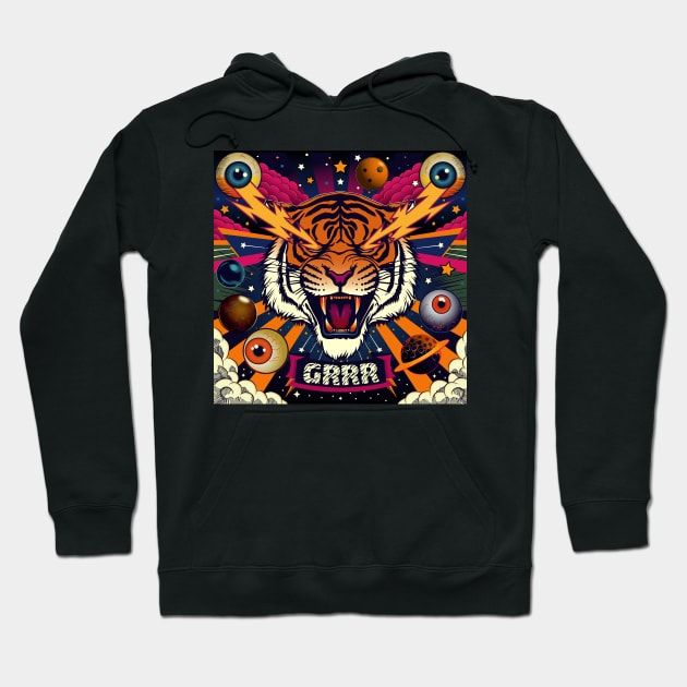 Cosmic Roar: Tiger Thunder Hoodie by SunGraphicsLab